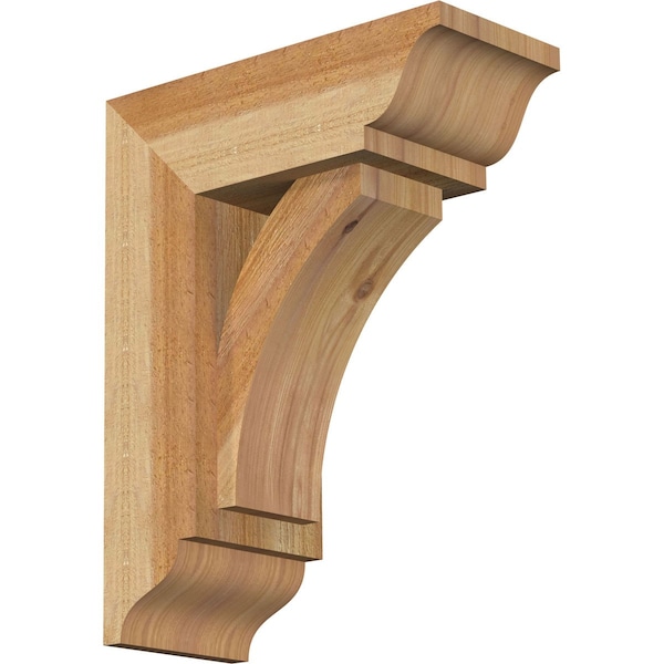 Ekena Millwork Thorton Traditional Rough Sawn Bracket w/ Offset Brace, Western Red Cedar, 6"W x 14"D x 18"H BKT0604X14X18THR01RWR - main